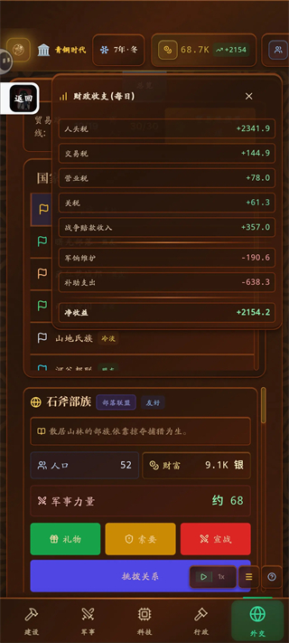 国际贸易界面：进口栏亮起，出口栏灰暗