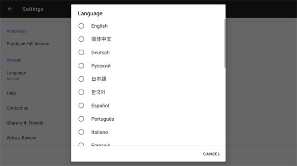 语言切换选项