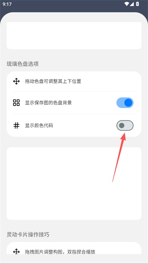 开启颜色代码选项