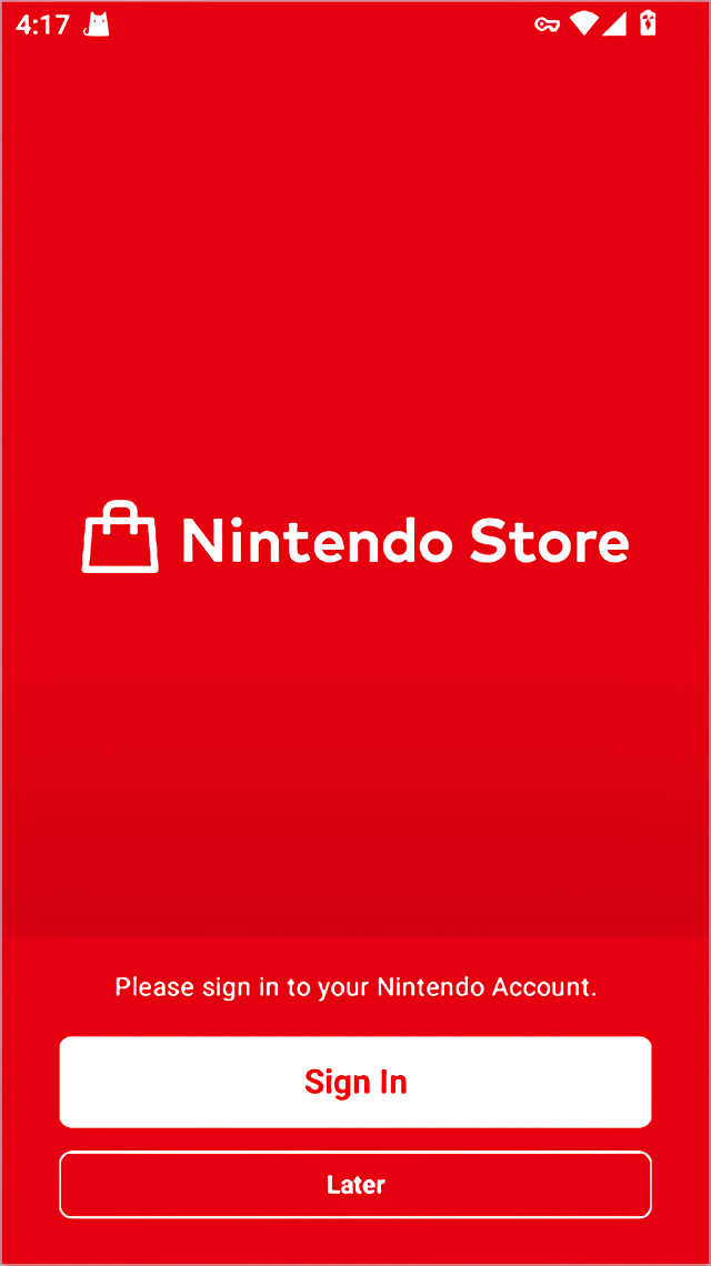 启动应用登录Nintendo Account